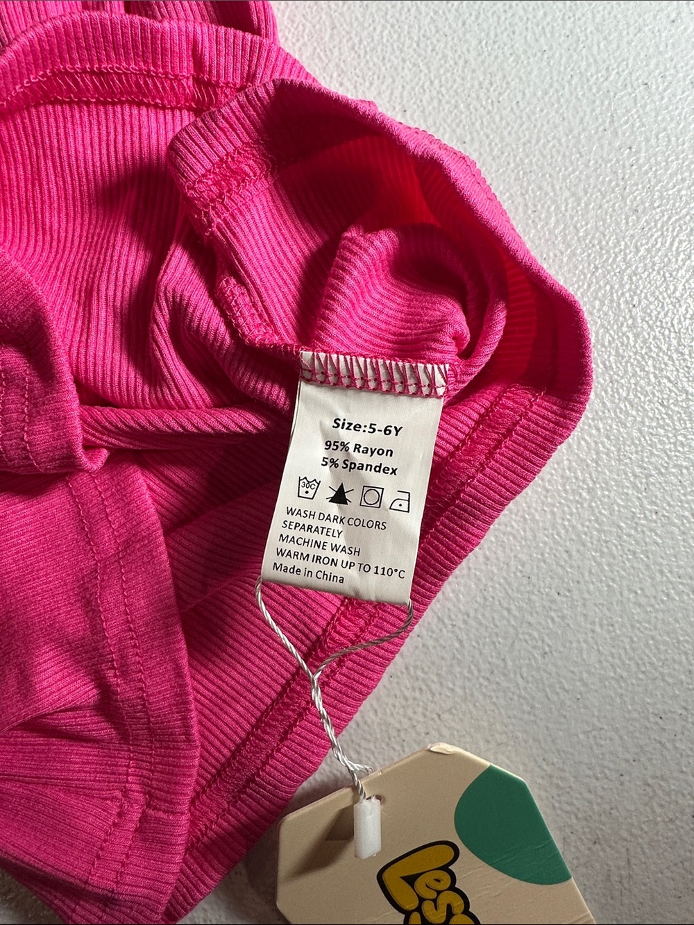 Girls' Hot Pink Ribbed Tank Top - Picture 2 of 2